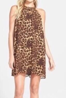 ASTR the Label NWT Black Halter Leopard Print Dress Size S